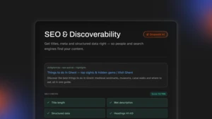 seo and discoverabilty dashboard ui