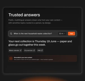 dashboard ui for trusted answers