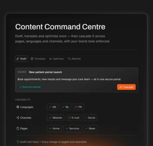 content command centre dashboard ui