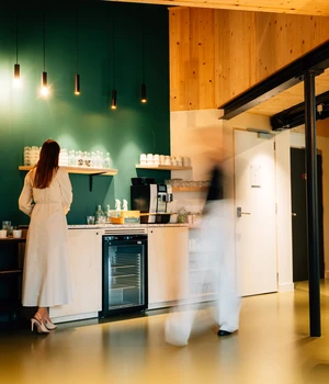 blurry atmosphere image of dropsolid coffee corner